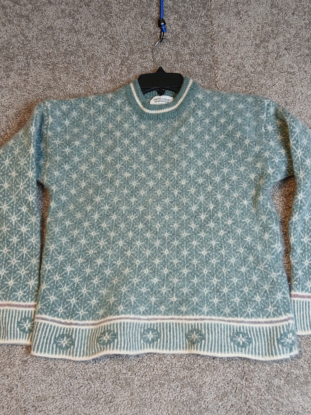 Vintage United Colors Of Benetton Virgin Wool Sweater for Women - Green - Small